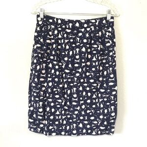 Boden Blue/White Linen Blend Lined Skirt